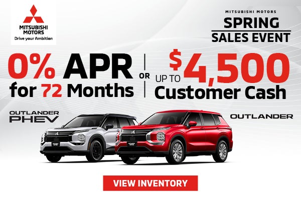 Outlander + Outlander PHEV 0% APR for 72 months OR up to $4,