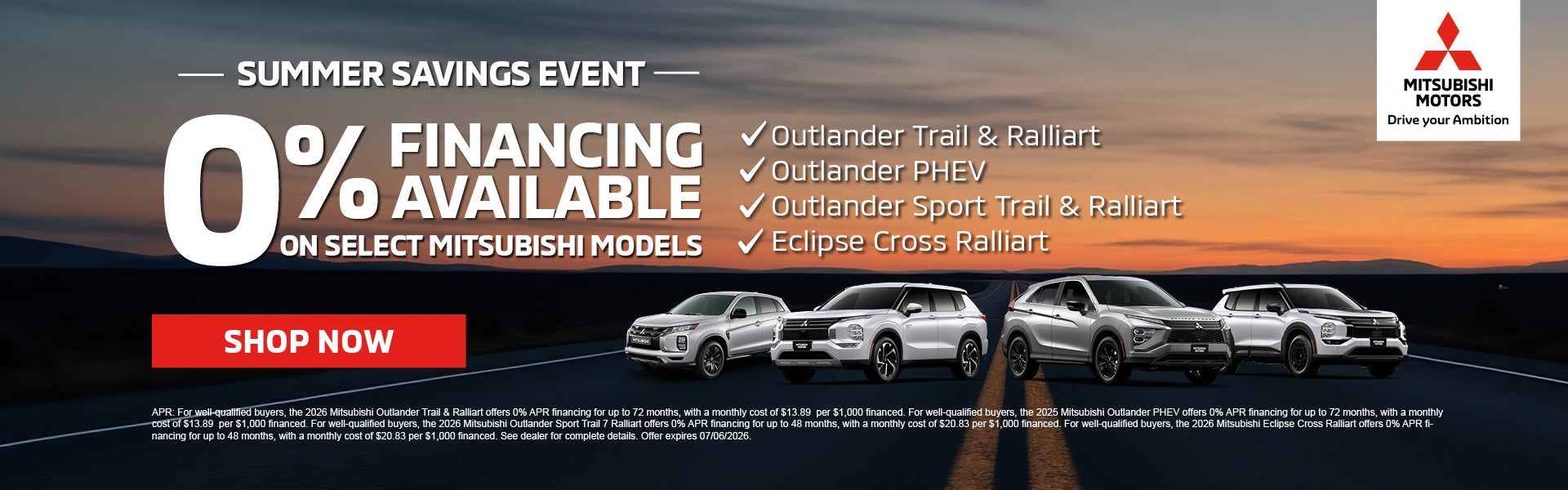 SUMMER SAVINGS EVENT 0% FINANCING 