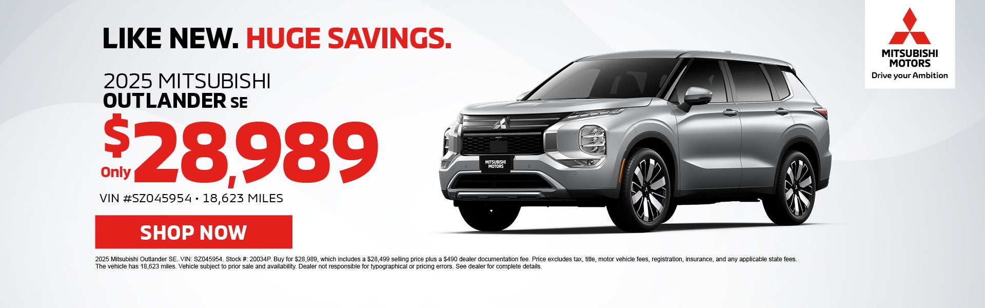 LIKE NEW. HUGE SAVINGS. 2025 MITSUBISHI OUTLANDER SE